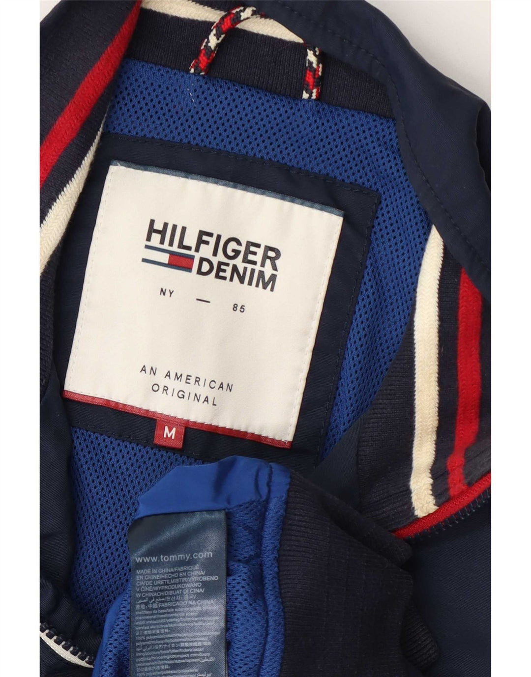 Jachetă bomber pentru bărbați Tommy Hilfiger UK 38 Mediu, bleumarin, poliamidă cu dungi