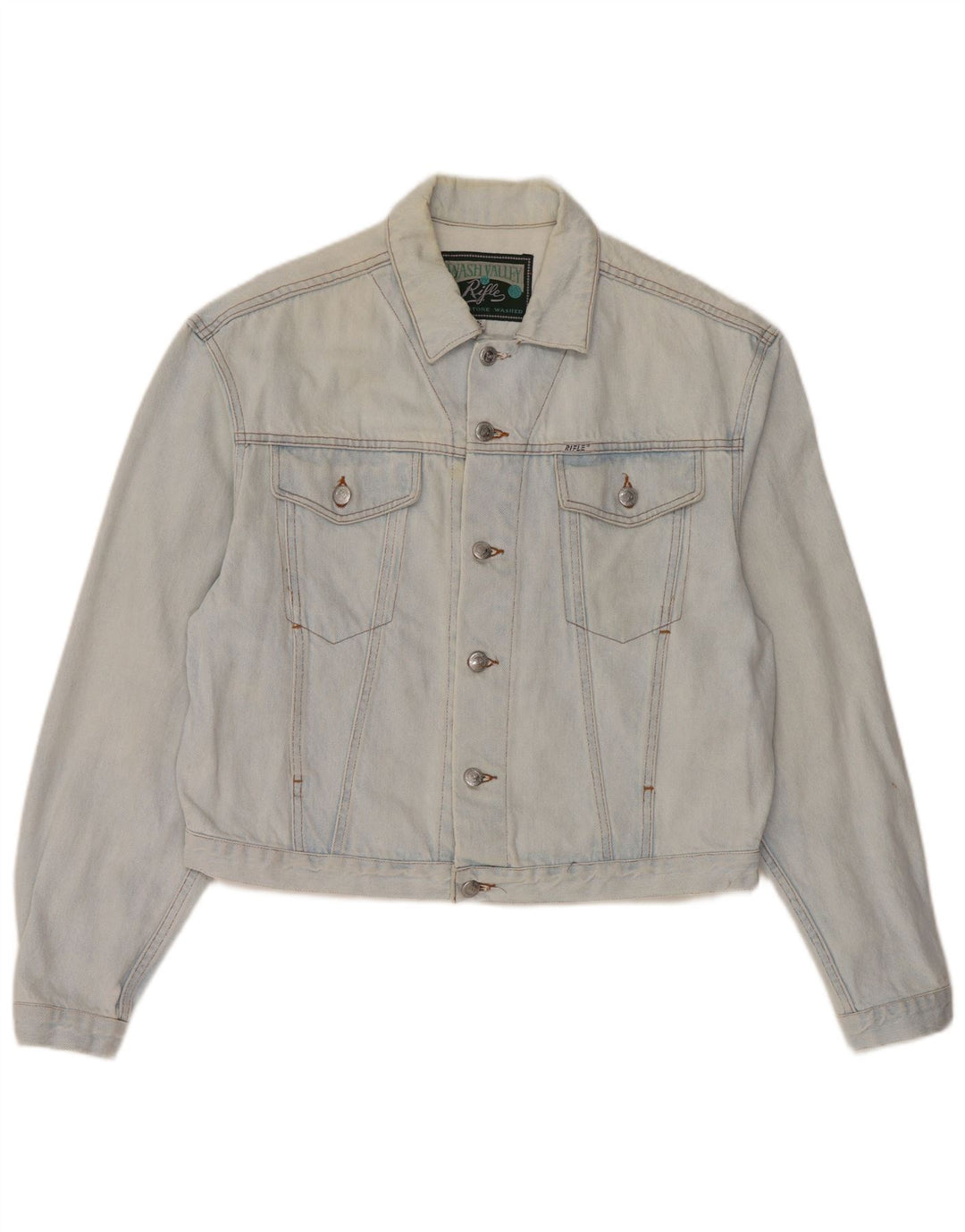 Jachetă de blugi supradimensionată pentru femei RIFLE, UK 10, bumbac albastru mic