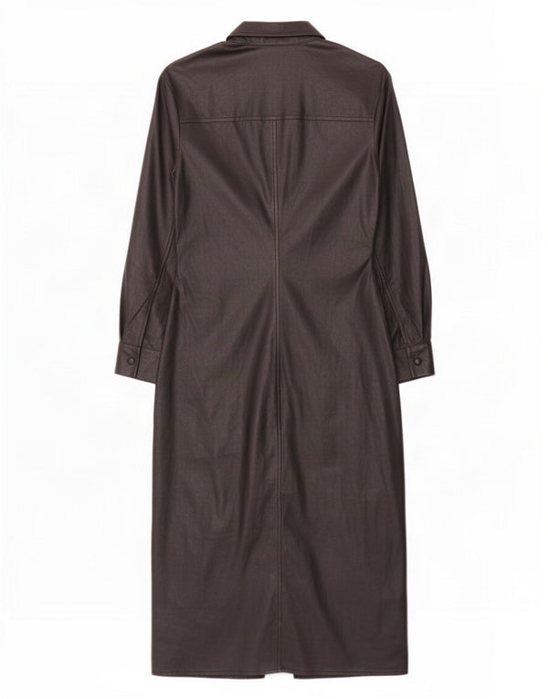Zara Womens Faux Leather Shirt Dress UK 12 Medium Black Polyurethane