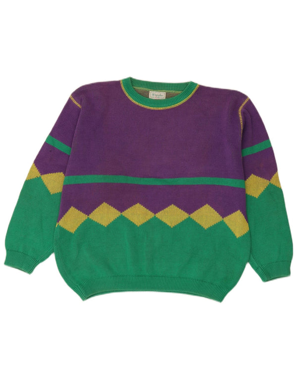 Pulover Benetton pentru femei cu gât de barcă, IT 48 XL, purpuriu, bumbac color bloc