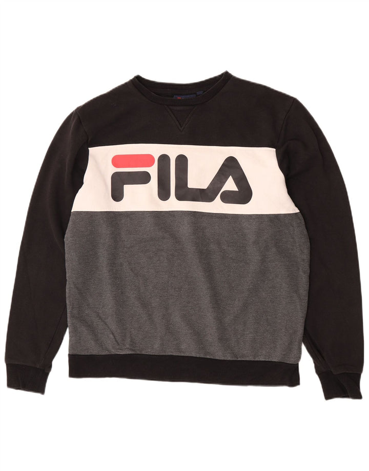 Hanorac cu grafic pentru bărbați Fila Pulover mic, negru, color block, bumbac