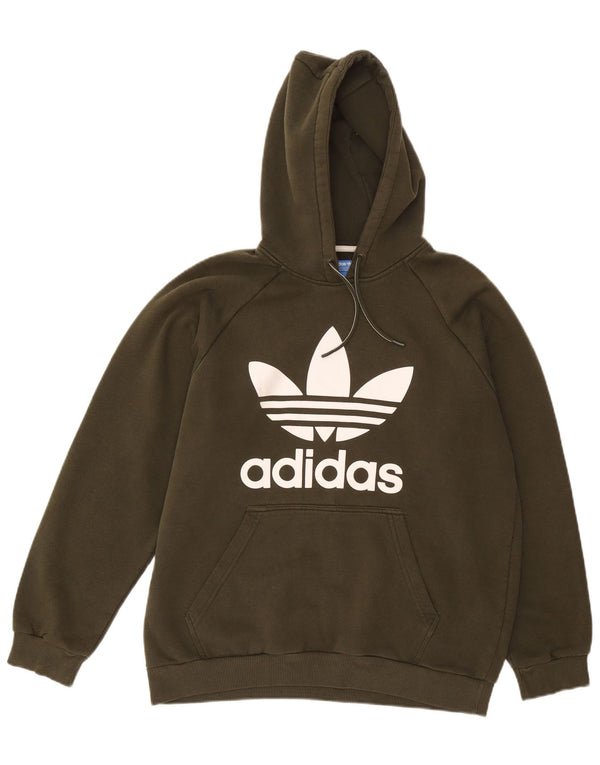 Pulover cu glugă grafic Adidas pentru bărbați, bumbac mare, kaki