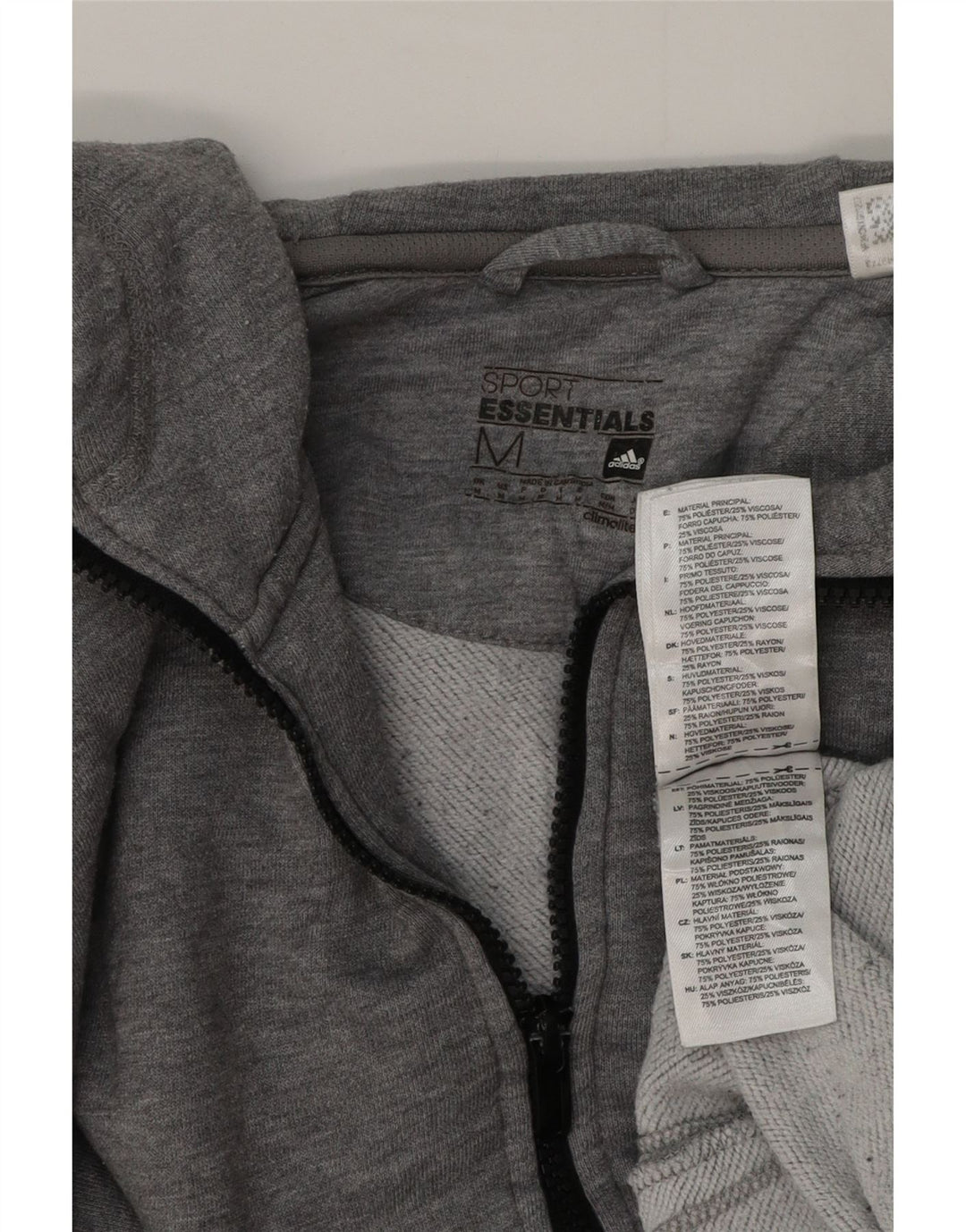 Pulover Adidas pentru bărbați, cu fermoar, bumbac, gri mediu