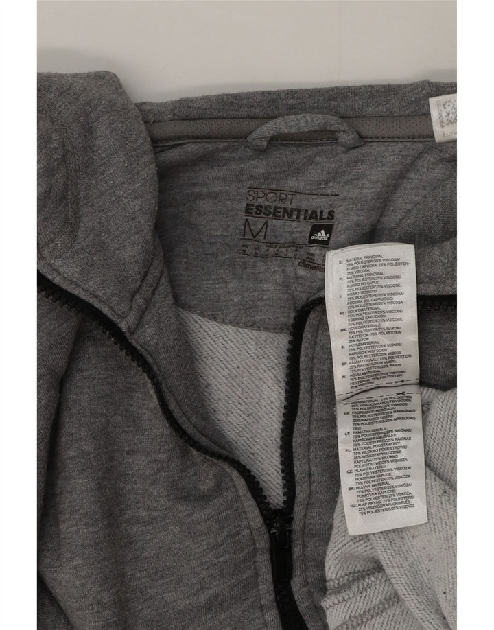 Pulover Adidas pentru bărbați, cu fermoar, bumbac, gri mediu