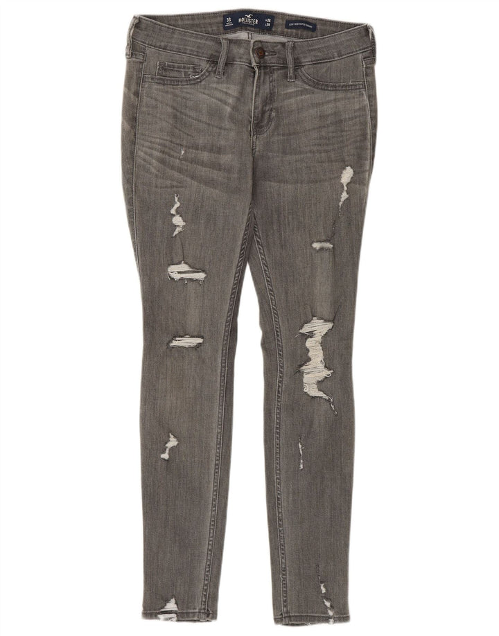 Blugi skinny distressed pentru femei Hollister W26 L28 bumbac gri