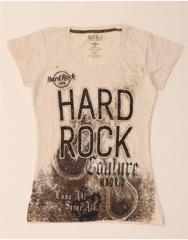 Tricou grafic pentru femei Hard Rock Cafe Madrid Top UK 12 Medium Bej Pete