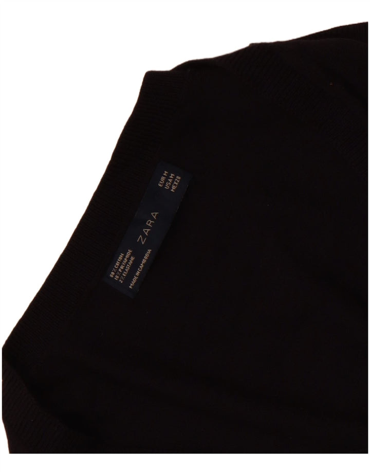 Zara Womens Vest Tank Top UK 12 Medium Navy Blue Cotton