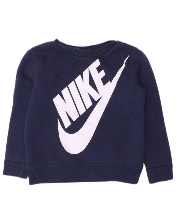 Pulover Nike pentru bebelusi cu grafica 18-24 luni, bumbac, albastru bleumarin