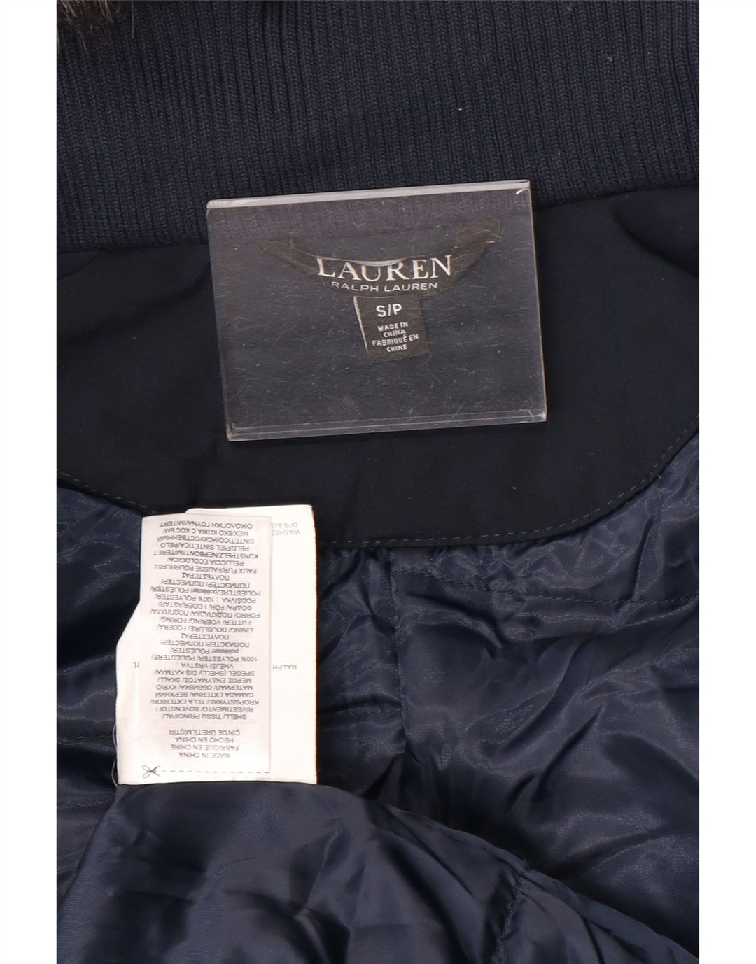 Jachetă parka cu glugă pentru femei Ralph Lauren UK 10 Poliester bleumarin mic