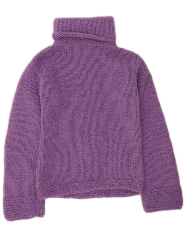 Pulover vintage pentru femei cu gât rulat din lână violet mediu UK 12