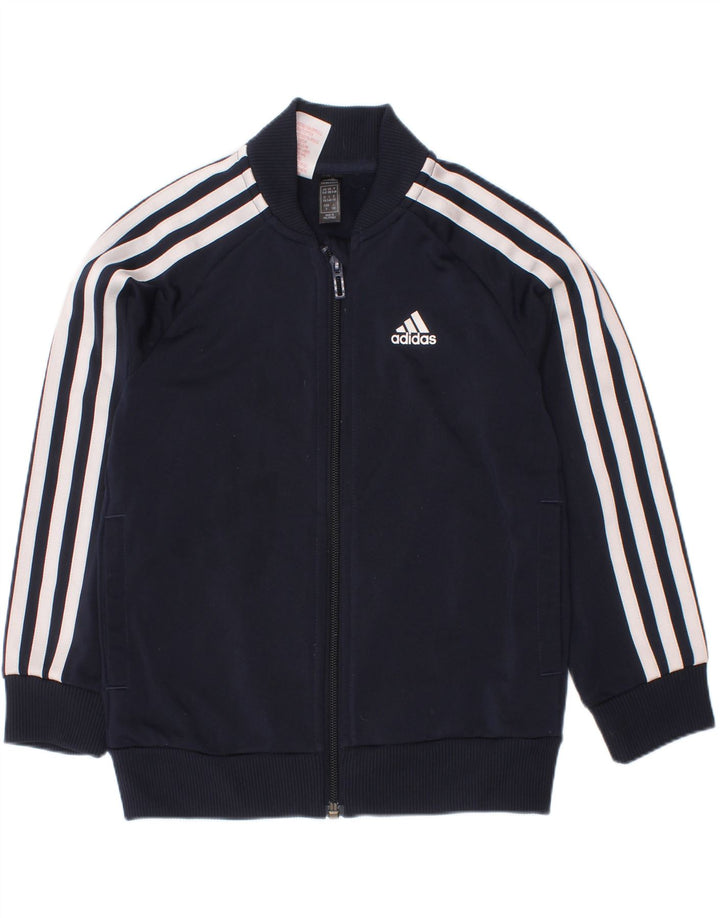 Jachetă de top pentru trening Adidas băieți 5-6 ani poliester bleumarin