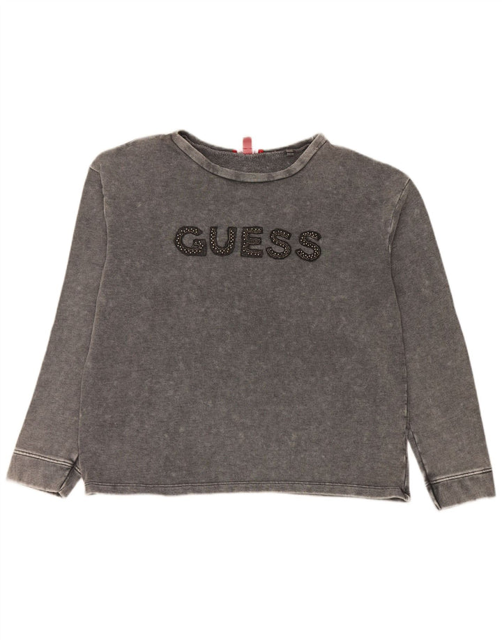 Guess Pulover cu grafic pentru femei UK 16 mare bumbac gri