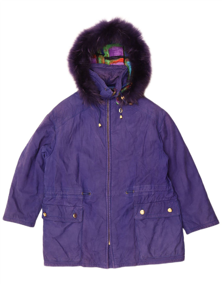 Jachetă parka cu glugă vintage pentru femei UK 14 mare violet