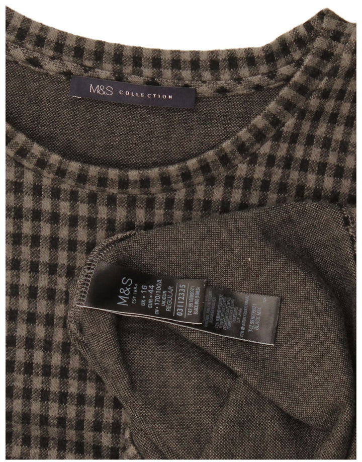 Rochie schimbătoare pentru femei Marks & Spencer, cu mâneci 3/4, UK 16, mare, gri Gingham