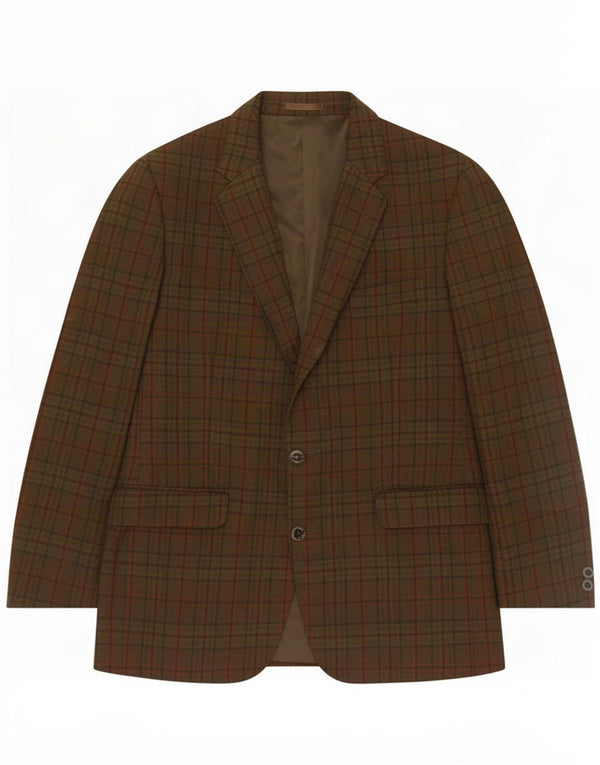 Jachetă blazer pentru bărbați Centaur cu 2 nasturi UK 38 Medium Khaki Check Wool