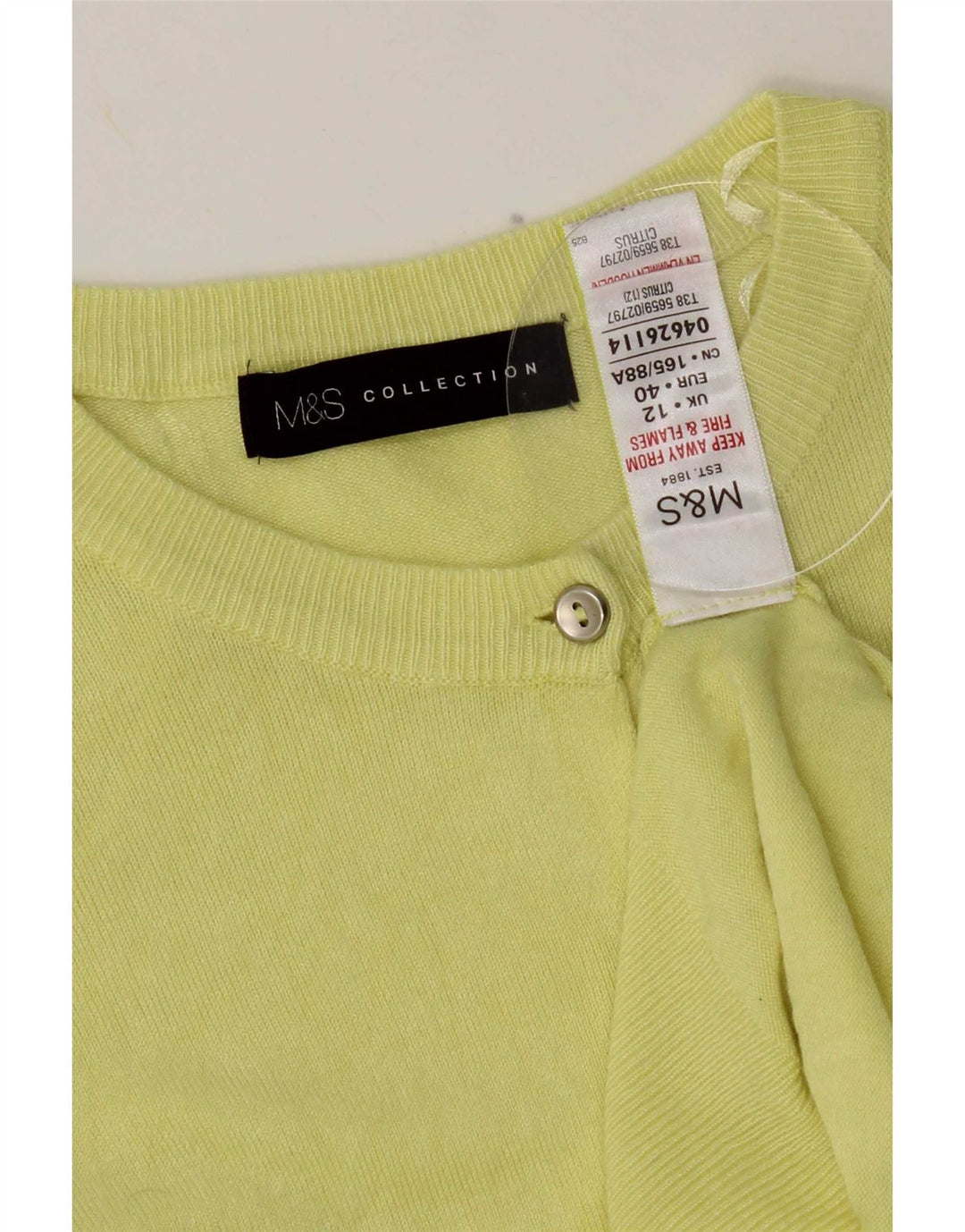 Pulover cardigan pentru femei Marks & Spencer UK 12, viscoză galbenă medie