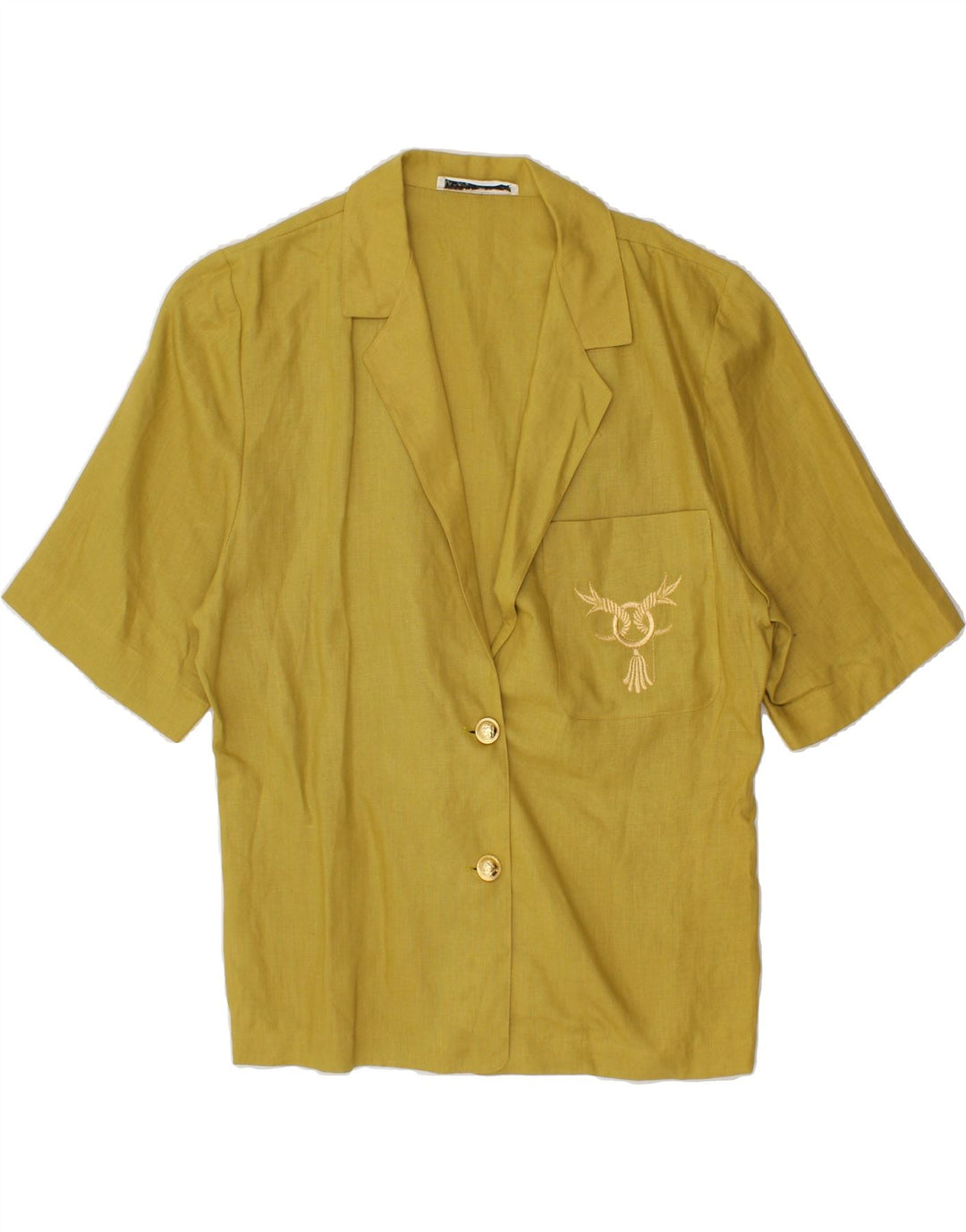 VINTAGE Womens Short Sleeve 2 Button Blazer Jacket UK 10 Small Yellow Vintage Vintage and Second-Hand Vintage from Messina Hembry 