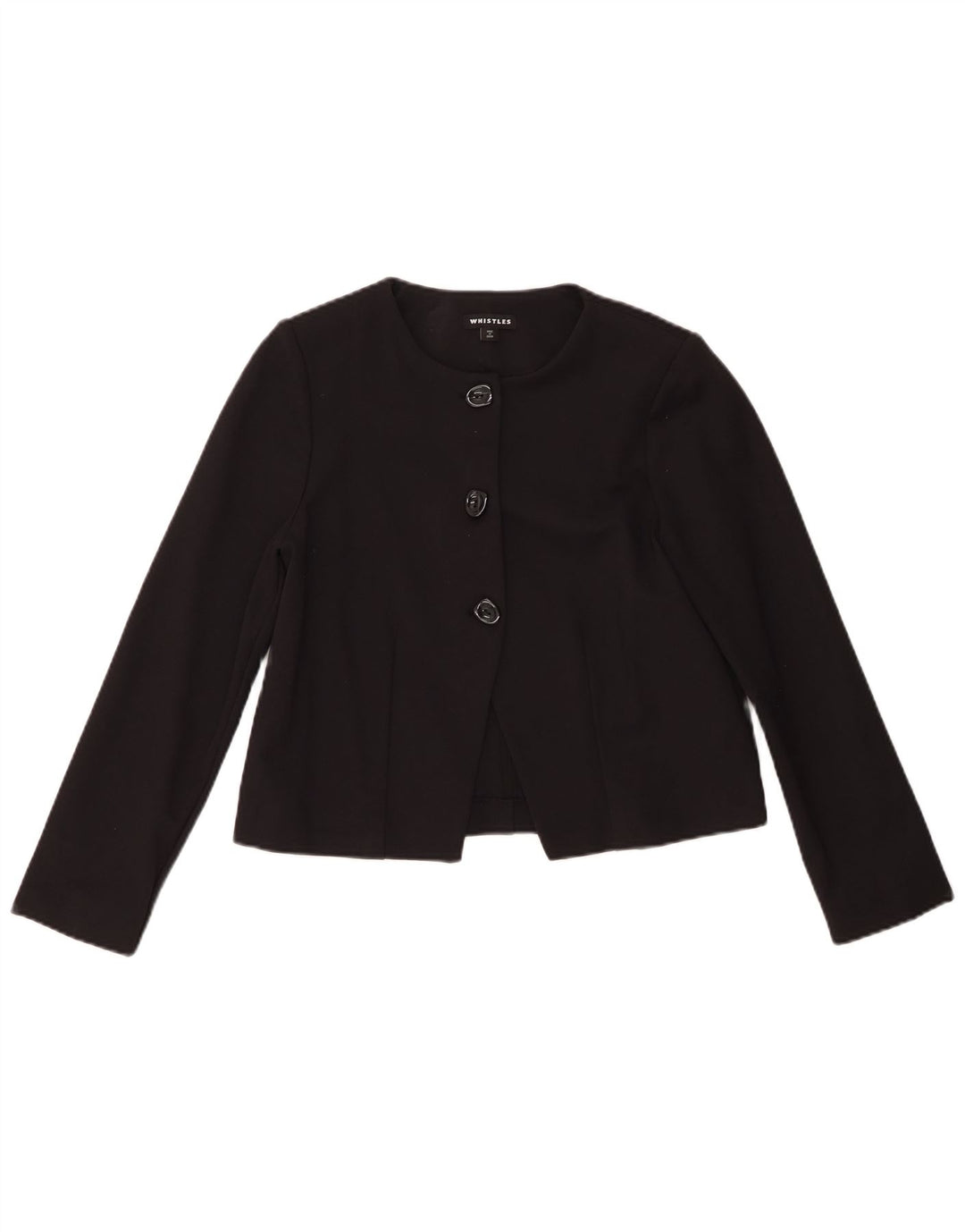 Jachetă pentru femei Whistles Crop 3 Button Blazer UK 10 Small Black Viscose