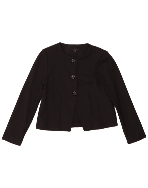 Jachetă pentru femei Whistles Crop 3 Button Blazer UK 10 Small Black Viscose