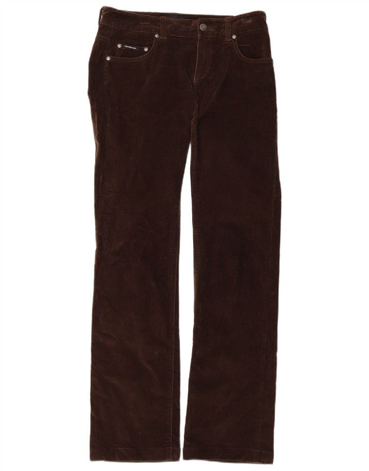 CALVIN KLEIN Pantaloni Bootcut pentru femei din velur, W27 L30, bumbac maro