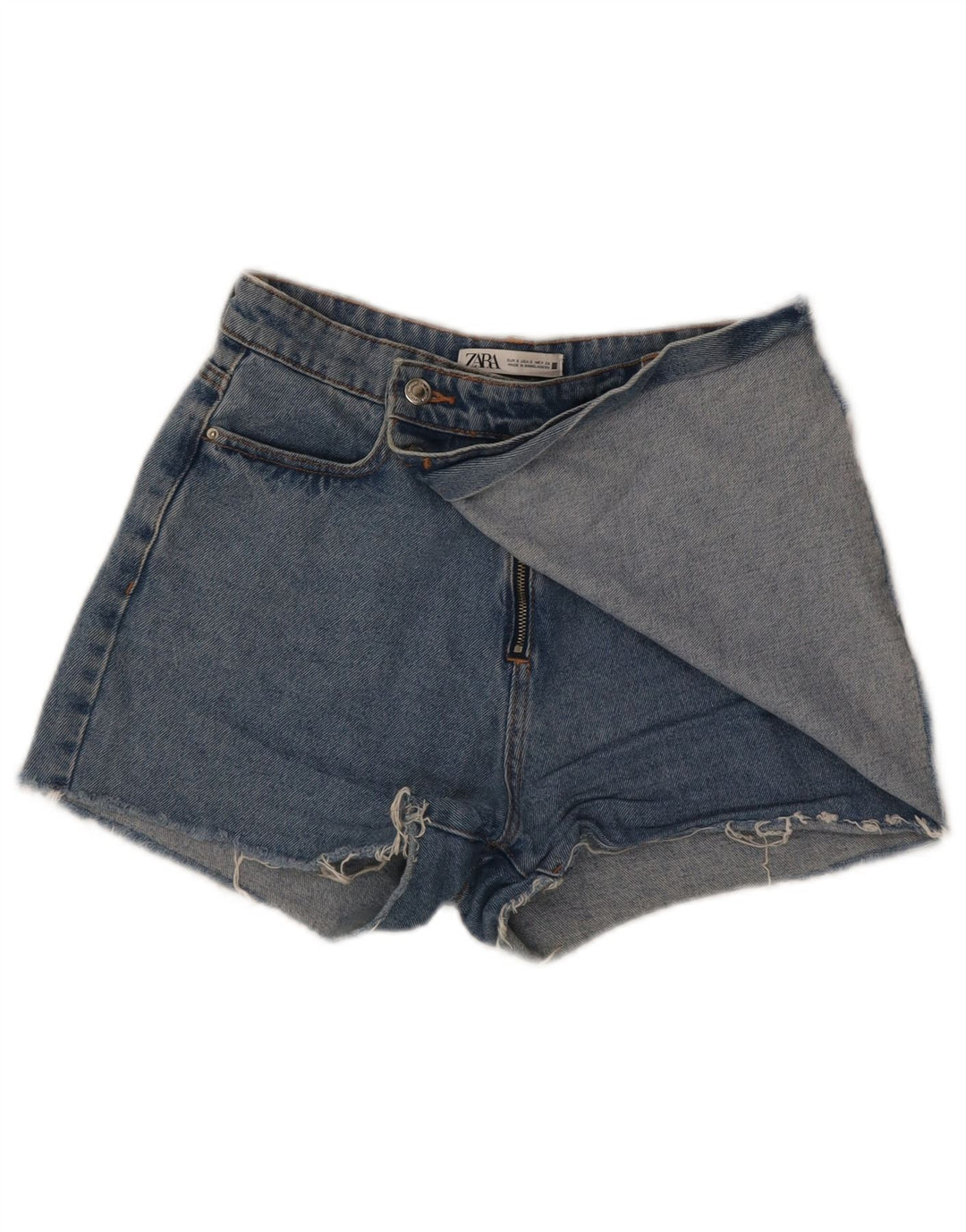 Pantaloni scurți din blugi pentru femei Zara mici W26 bumbac albastru