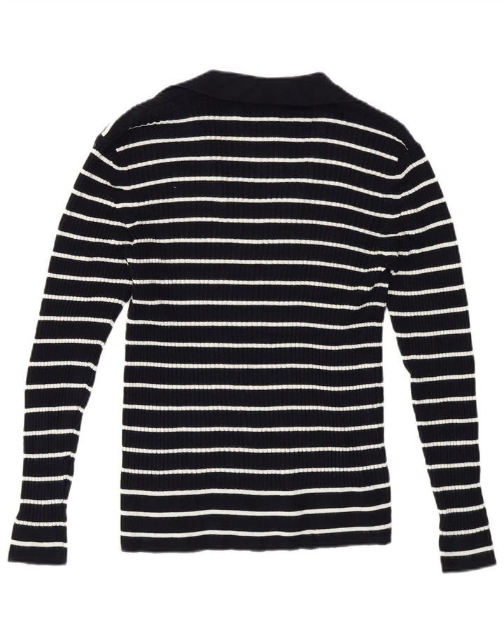 Marks & Spencer Pulover cu gât polo pentru femei UK 14 Medium Blue Striped