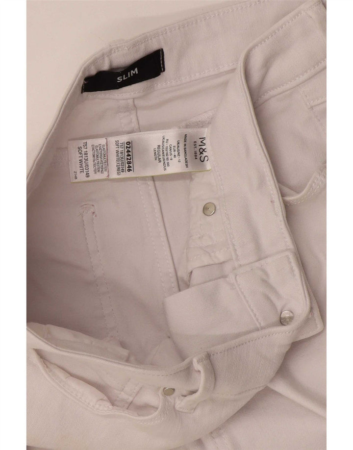 Blugi subțiri pentru femei Marks & Spencer UK 12 Medium L30 L27 Bumbac alb