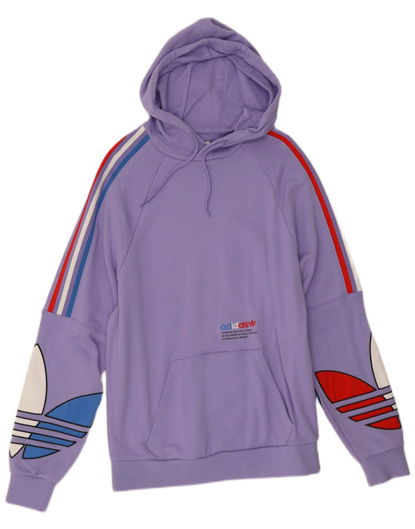 Pulover cu glugă cu grafic Adidas pentru femei UK 16 mare, mov, bumbac