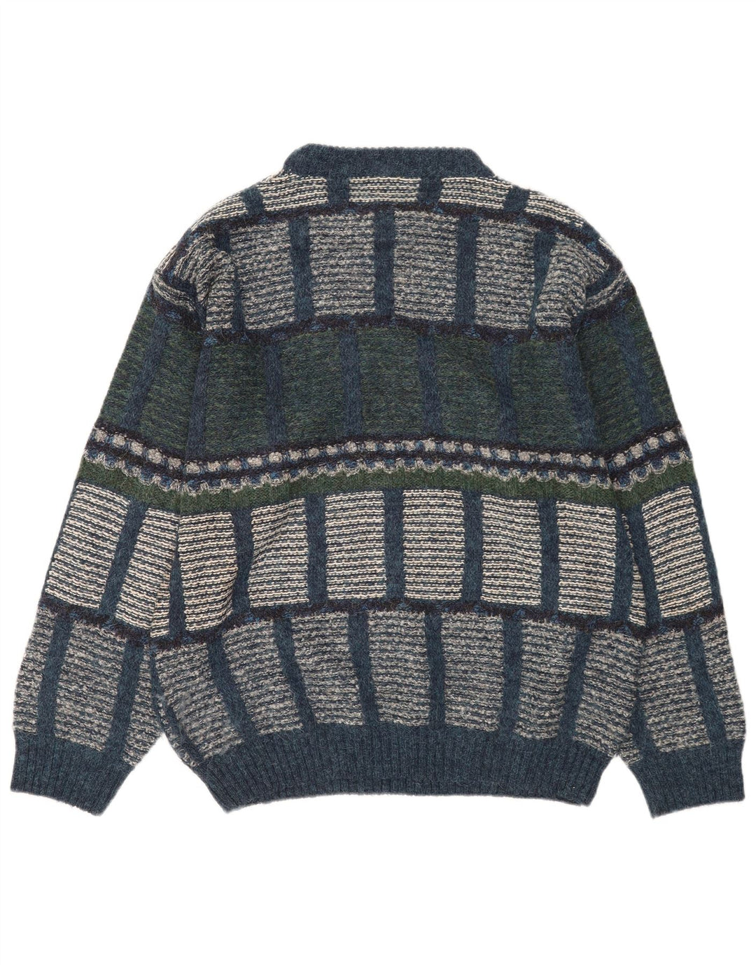 Pulover vintage pentru bărbați cu gât roșu IT 48 Medium Multicolor Geometric