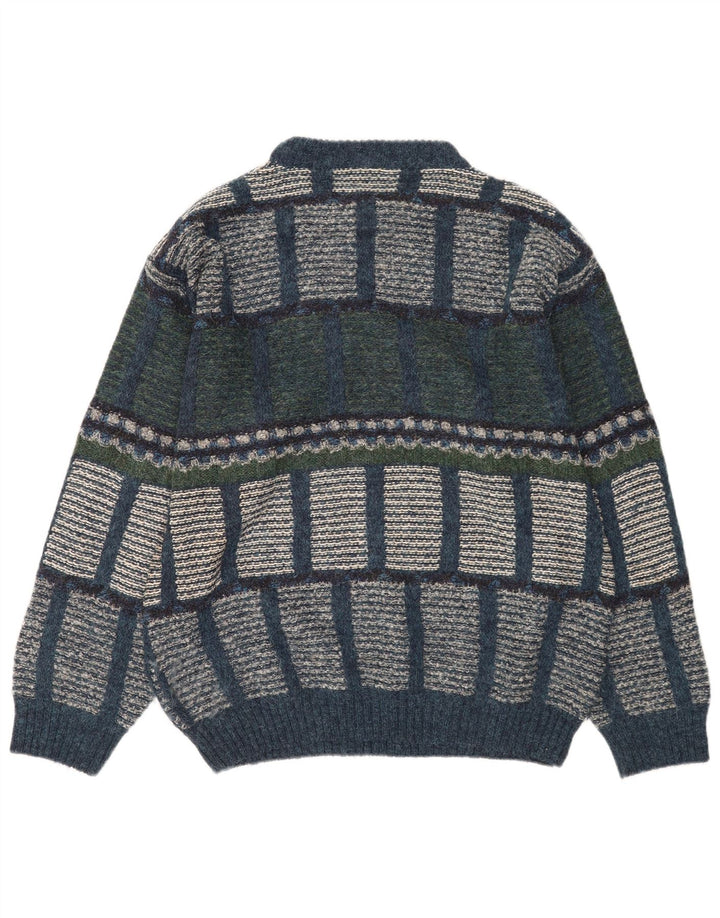 Pulover vintage pentru bărbați cu gât roșu IT 48 Medium Multicolor Geometric