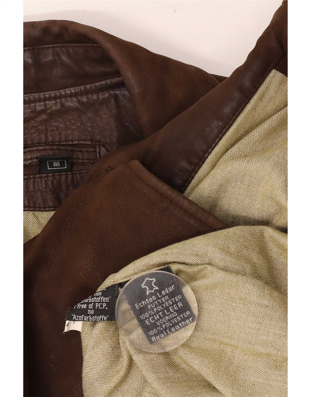 Blazer vintage pentru bărbați, cu 3 nasturi, loose fit, din piele, UK 38, maro mediu