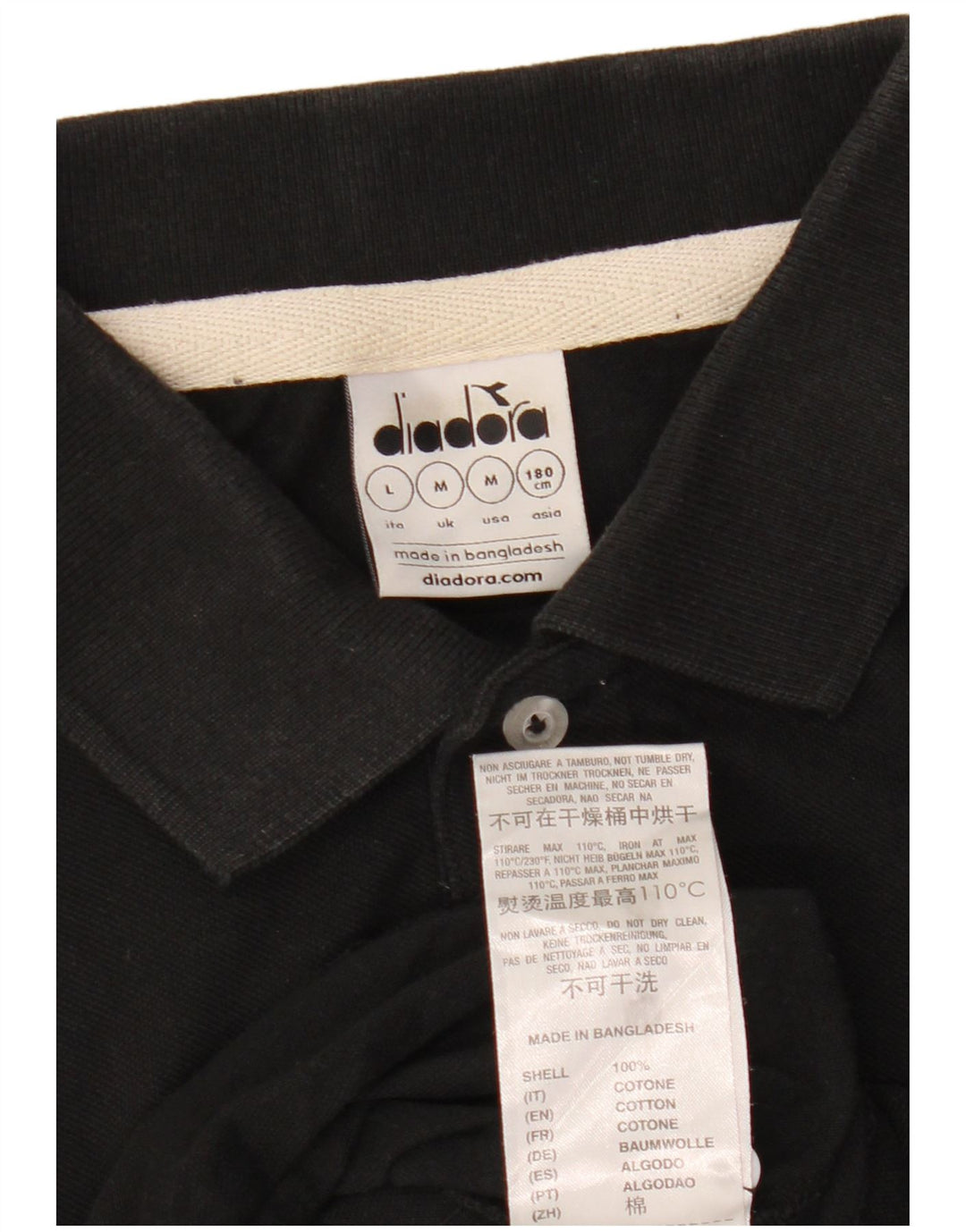 Tricou polo pentru bărbați Diadora, bumbac mediu negru