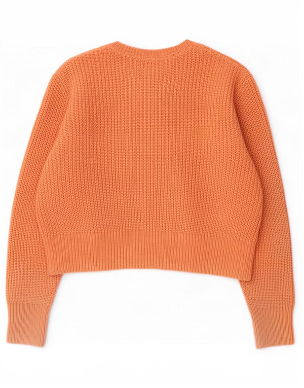 Pulover pentru damă Zara Crop oversize cu gâtul turnat UK 6 XS Portocaliu acrilic
