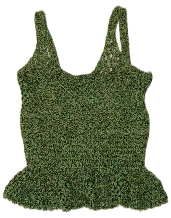 Top cu croșetat Zara pentru femei UK 8 Small Green Poliester