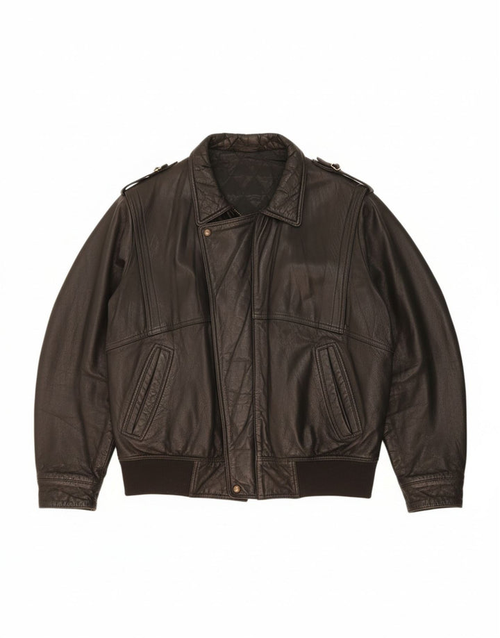 Jachetă de piele pentru bărbați VINTAGE UK 44 2XL din piele neagră