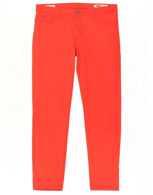 Pantaloni casual slim pentru femei Rifle Crudella cu talie medie L32 L28 bumbac roșu