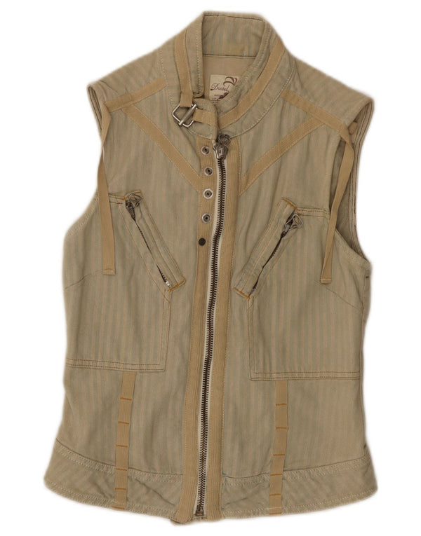 Gilet pentru femei Diesel UK 6 XS, bumbac cu dungi bej