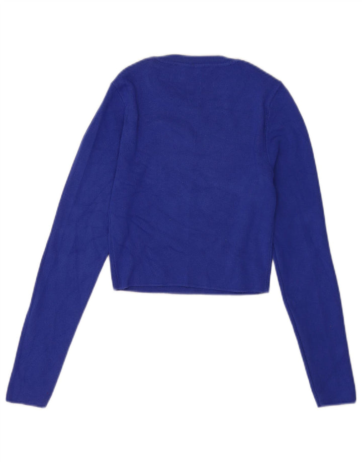Crop Top pentru femei Zara cu mânecă lungă UK 8 Small Blue Viscose