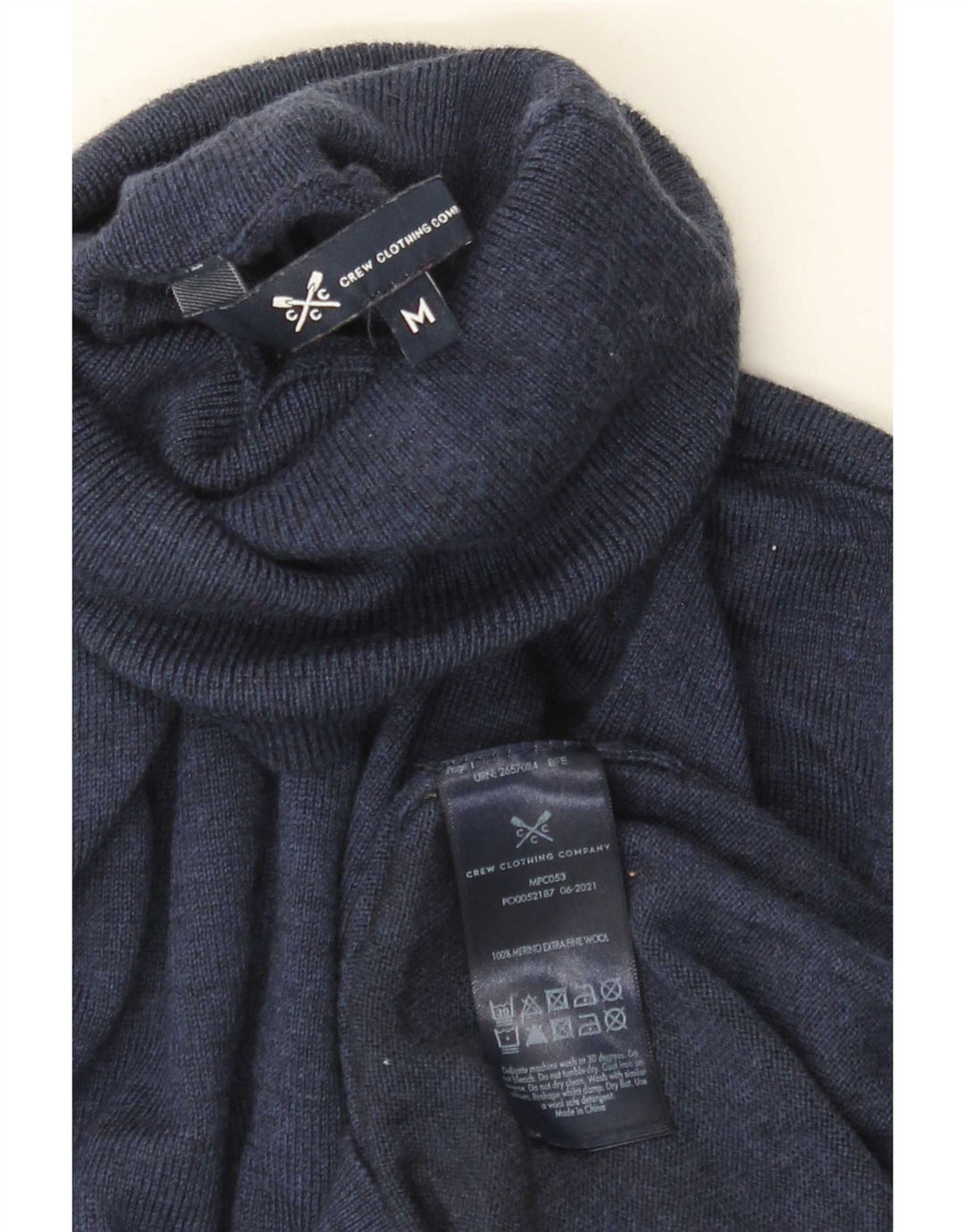 Crew Clothing Pulover pentru bărbați cu gât rulat Pulover Mediu Lână merinos bleumarin