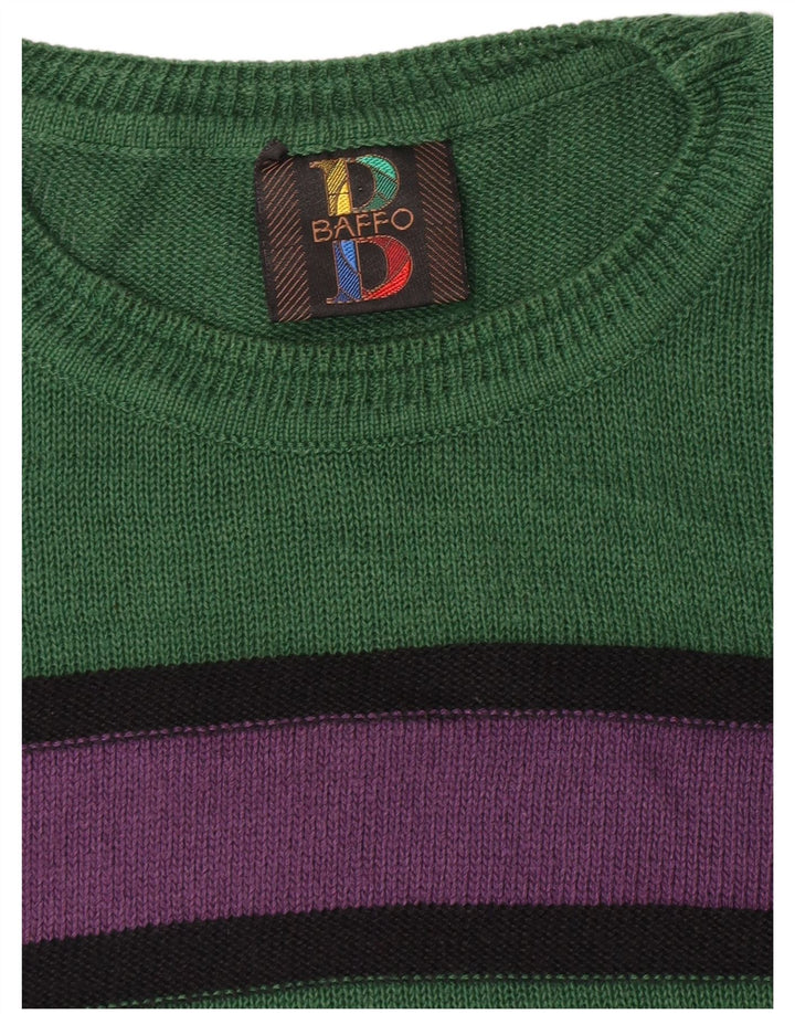 Pulover Baffo pentru bărbați cu gât roșu, cu dungi mari, verzi