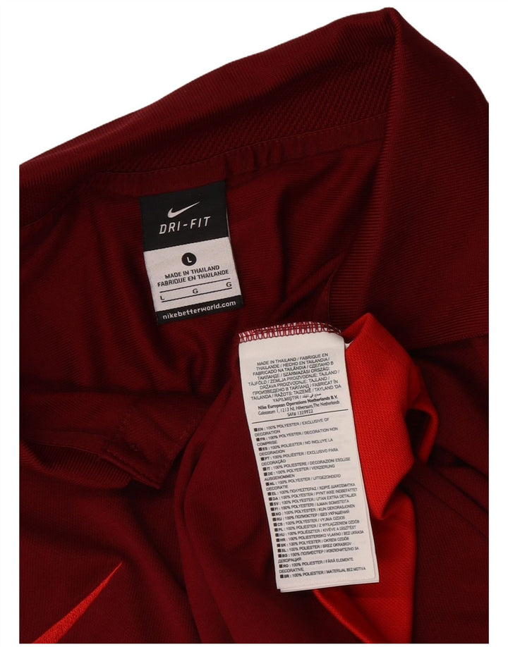 Tricou polo Nike pentru bărbați Dri Fit, mare, roșu, poliester color bloc
