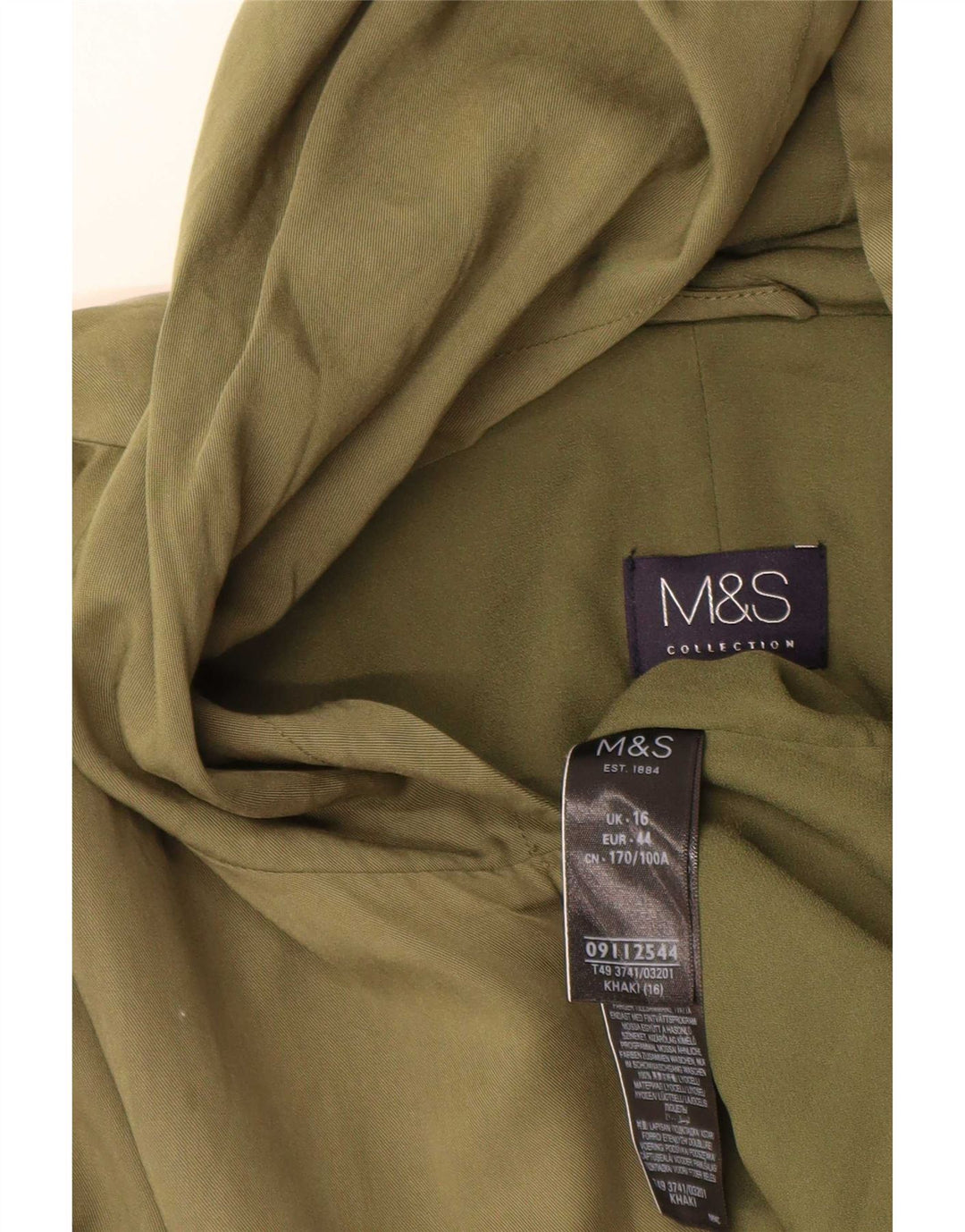 Jachetă parka cu glugă pentru femei Marks & Spencer UK 16, mare, kaki, poliester