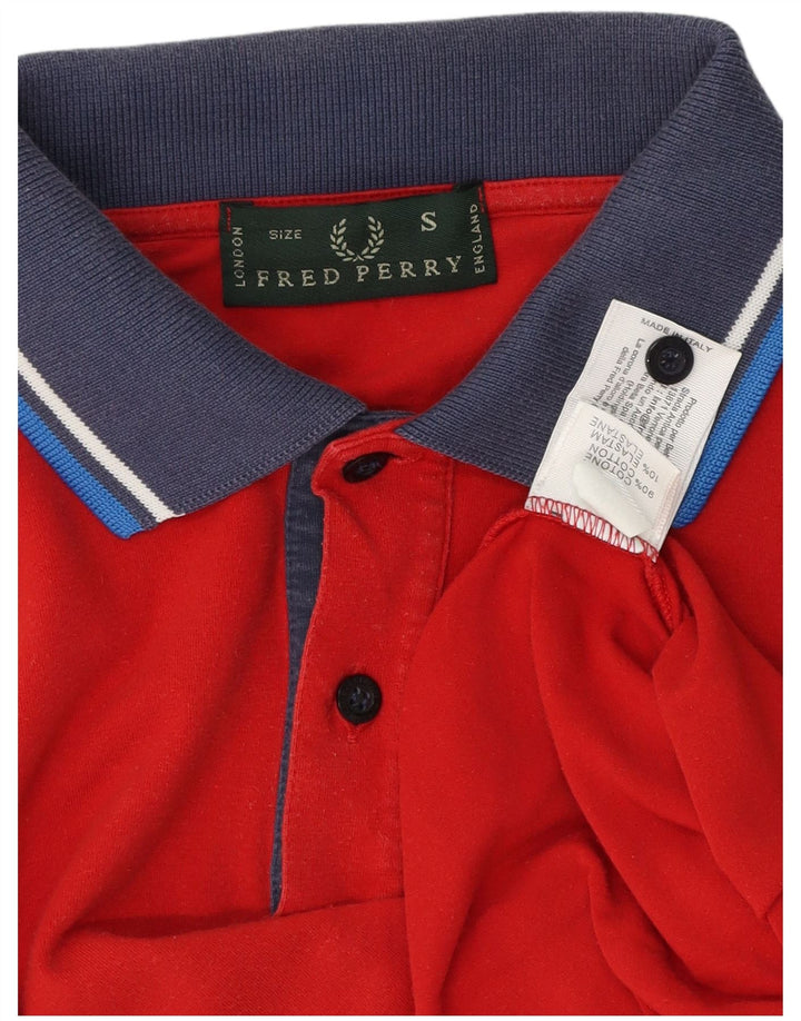 FRED PERRY Cămașă Polo pentru bărbați, Bumbac Colorblock Roșu Mic
