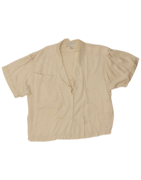 Bluză cămașă cu mânecă scurtă pentru femei Claude Montana US 6 Medium Off White