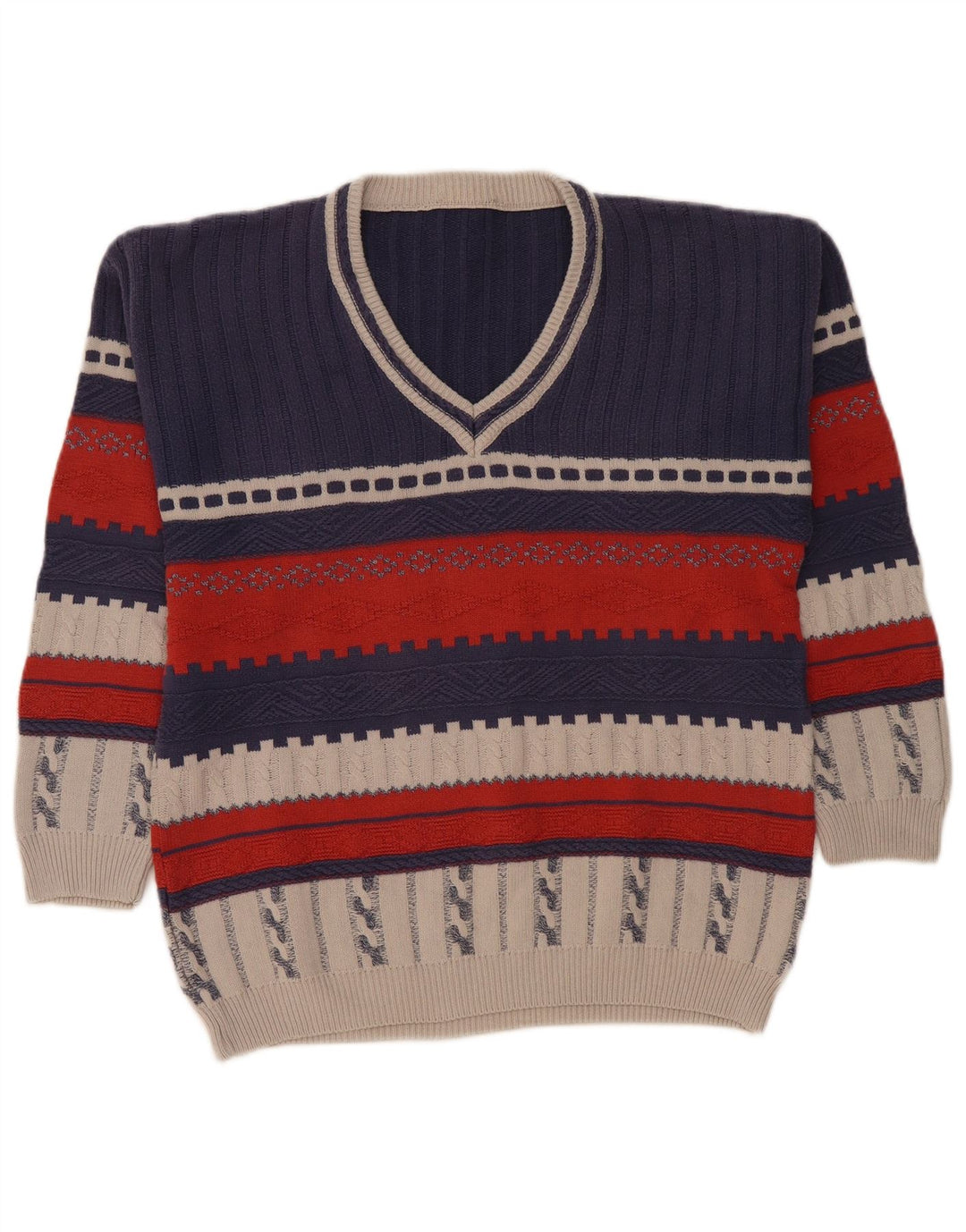 Pulover vintage pentru bărbați cu decolteu în V, mic de culoare bleumarin