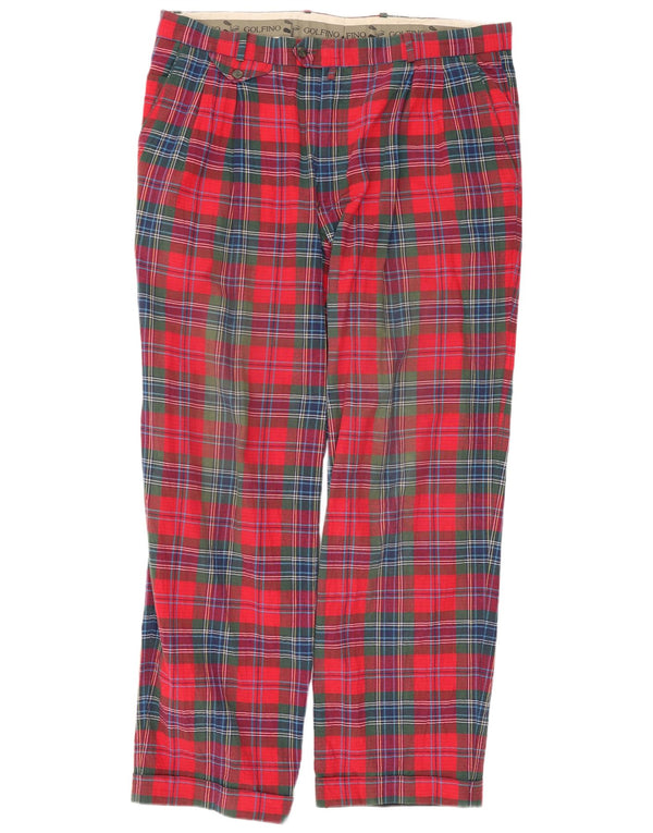 Pantaloni drepți Golfino pentru bărbați L44 L30, bumbac roșu check