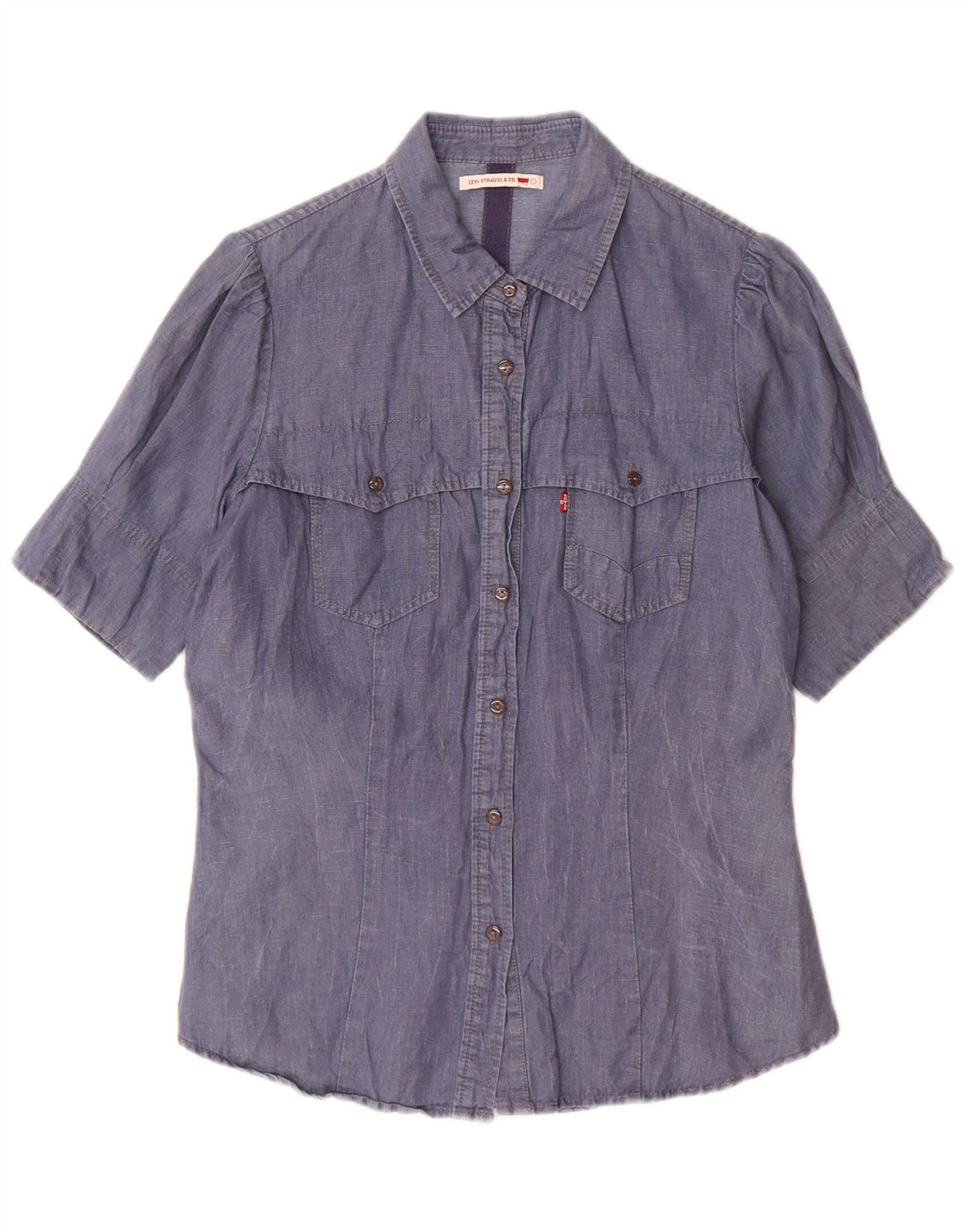 Cămașă cu mânecă scurtă Levi's pentru femei UK 14, mare, albastru, bumbac