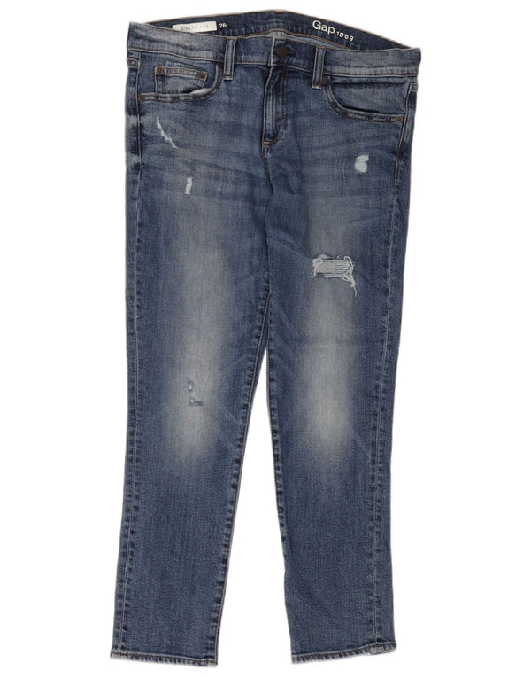 Blugi subțiri Gap Girlfriend Distressed W28 L26 Bumbac albastru