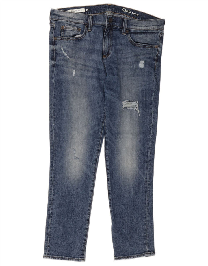 Blugi subțiri Gap Girlfriend Distressed W28 L26 Bumbac albastru