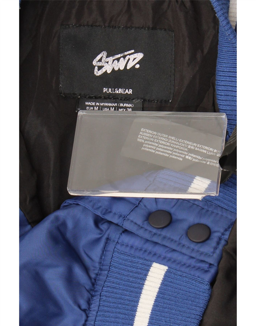 Jachetă pentru bărbați Pull & Bear Boston Varsity UK 38 Medium Blue Colorblock